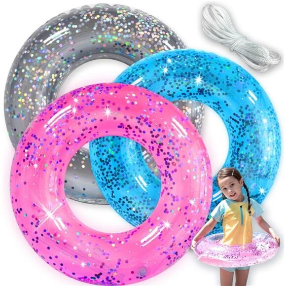 Kids 3 Pack Pool Floats Inflatable‎ Swimming Rings for Kids Pool Tubes Toys - Picture 1 of 6